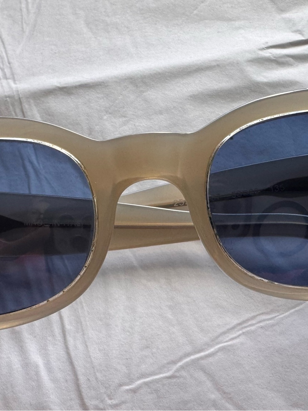 Vintage Y2K Giorgio Armani model 2524 Cream Frame Sunglasses with Blue Lenses